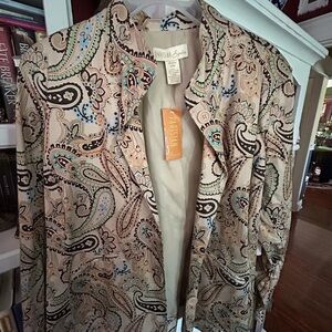 Adrienne Vittadini Paisley Women's Jacket - Cream and Brown WITH TAGS